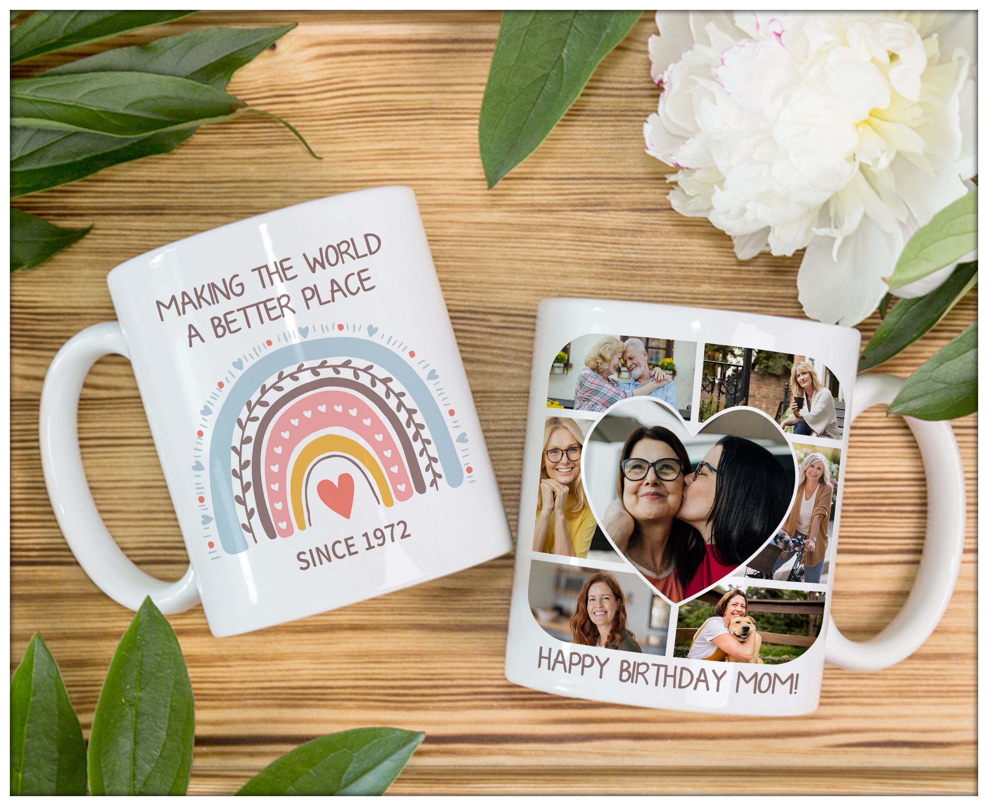 Happy 50th Birthday Mom From Daughter Personalized Mug With Photos