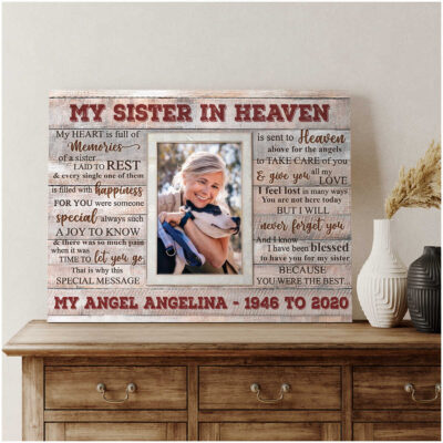 memorial gift idea for loss of sister remembrance photo gift for sister in heaven wall art 03
