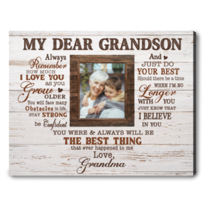 grandson gift from grandma customized grandson photo canvas print 01