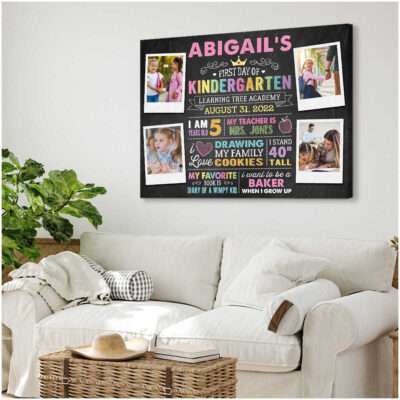 First Day Of Kindergarten Sign Personalized First Day Of School Canvas Print