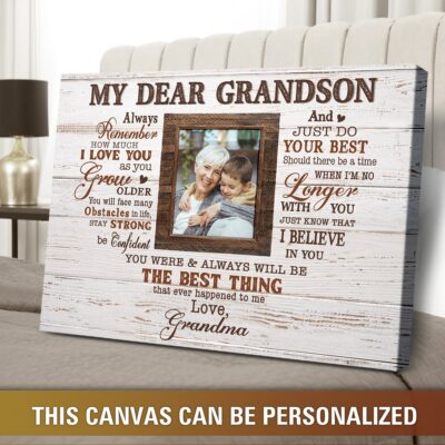 grandson gift from grandma customized grandson photo canvas print 04