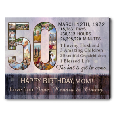 unique 50th birthday gifts for her custom photo canvas collage