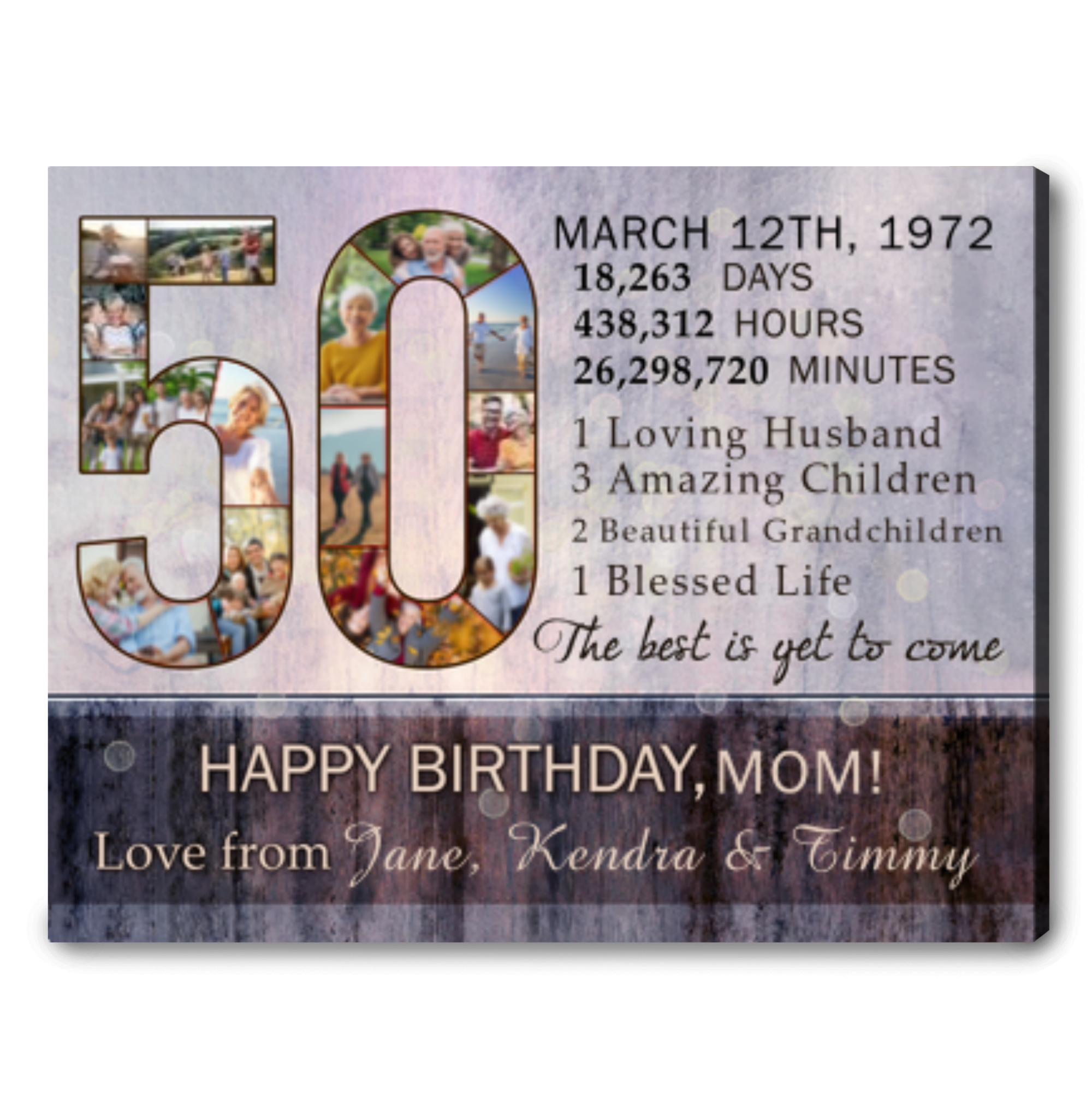 Unique 50th Birthday Gifts For Her Custom Photo Canvas Collage - Oh Canvas