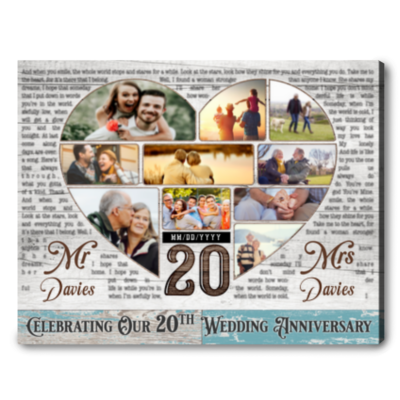 20th wedding anniversary gift ideas personalized photo collage canvas wall art 01