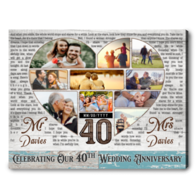 40th wedding anniversary gift for parents custom photo canvas print 01