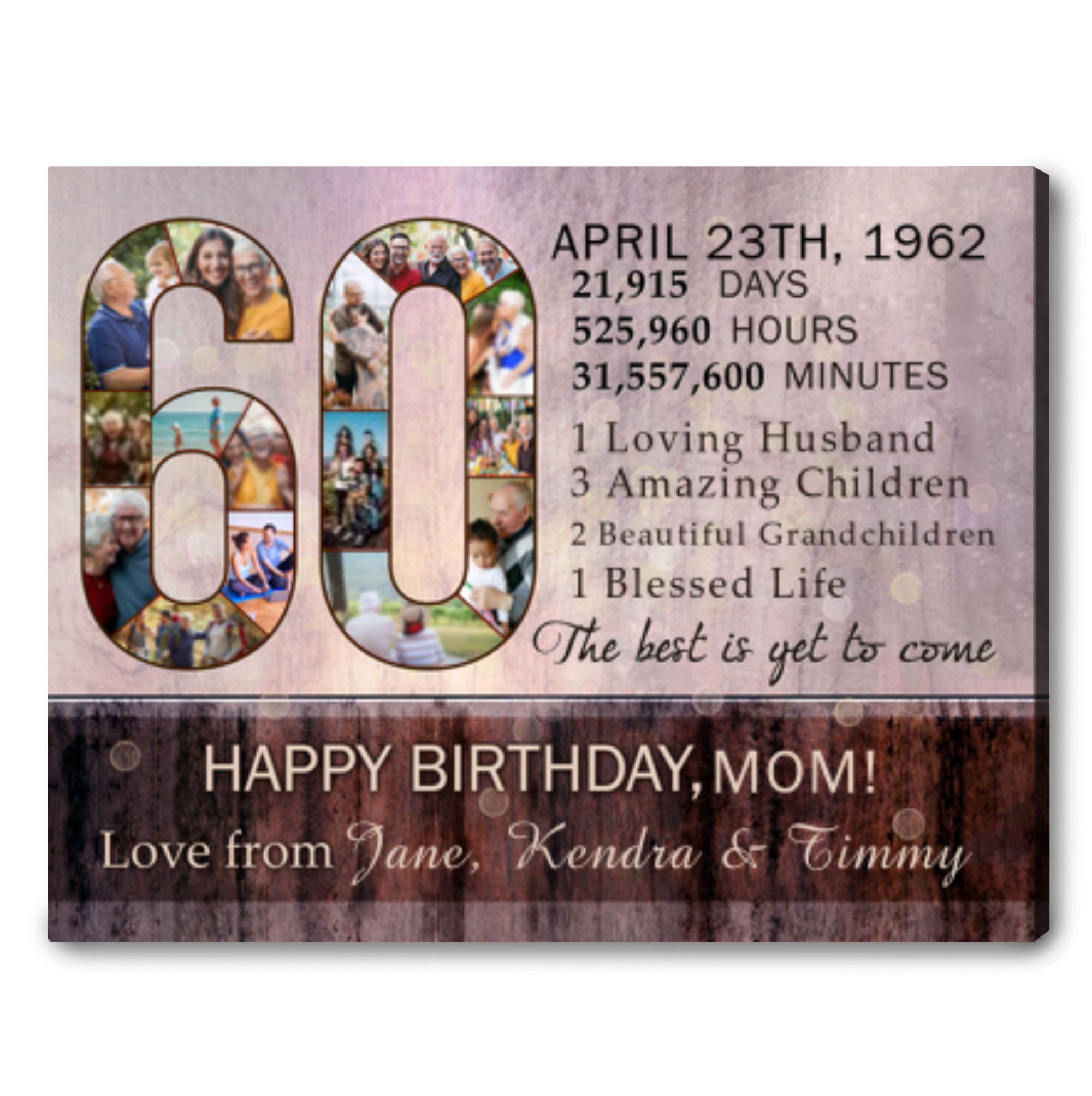 meaningful gifts for 60th birthday woman print canvas