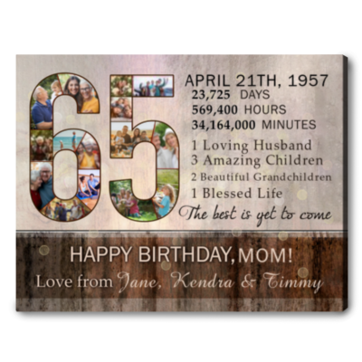 best ideas for 65th birthday personalized collage canvas photo prints
