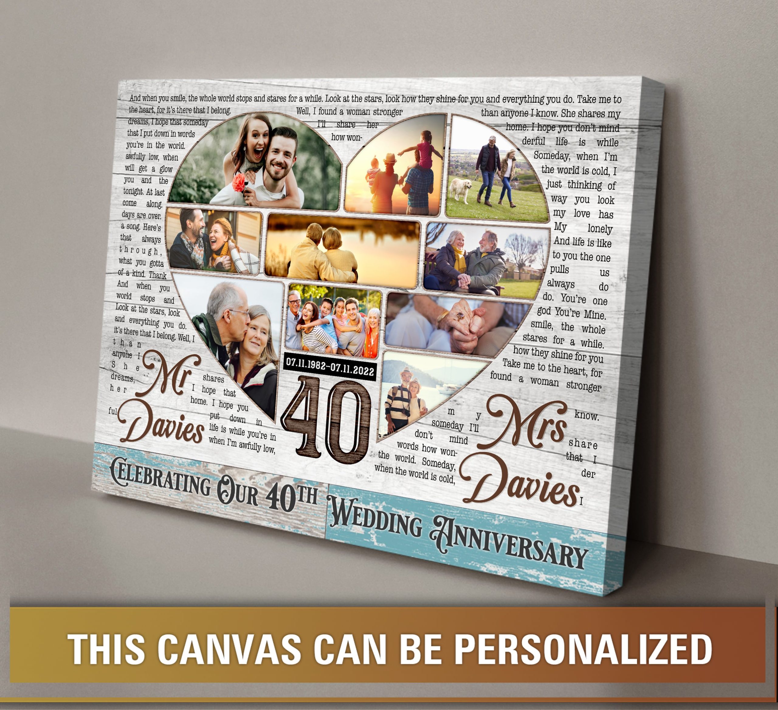 40th Wedding Anniversary Gift For Parents Personalized Anniversary Gifts  For Couples - Oh Canvas