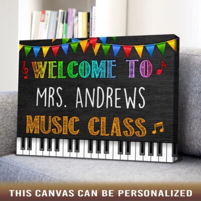 music teacher classroom door sign back to school custom canvas print 03