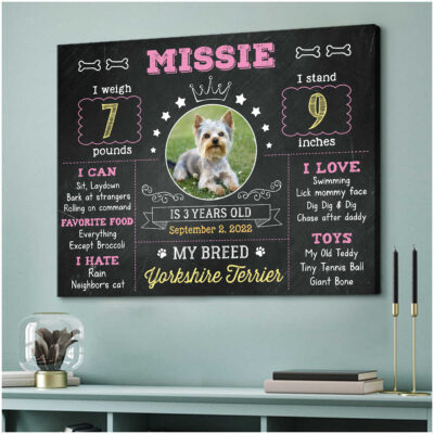Birthday Gift For Dog Pet First Birthday Personalized Dog Sign Canvas Print