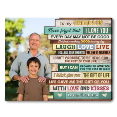 special words for my grandson from grandpa print canvas