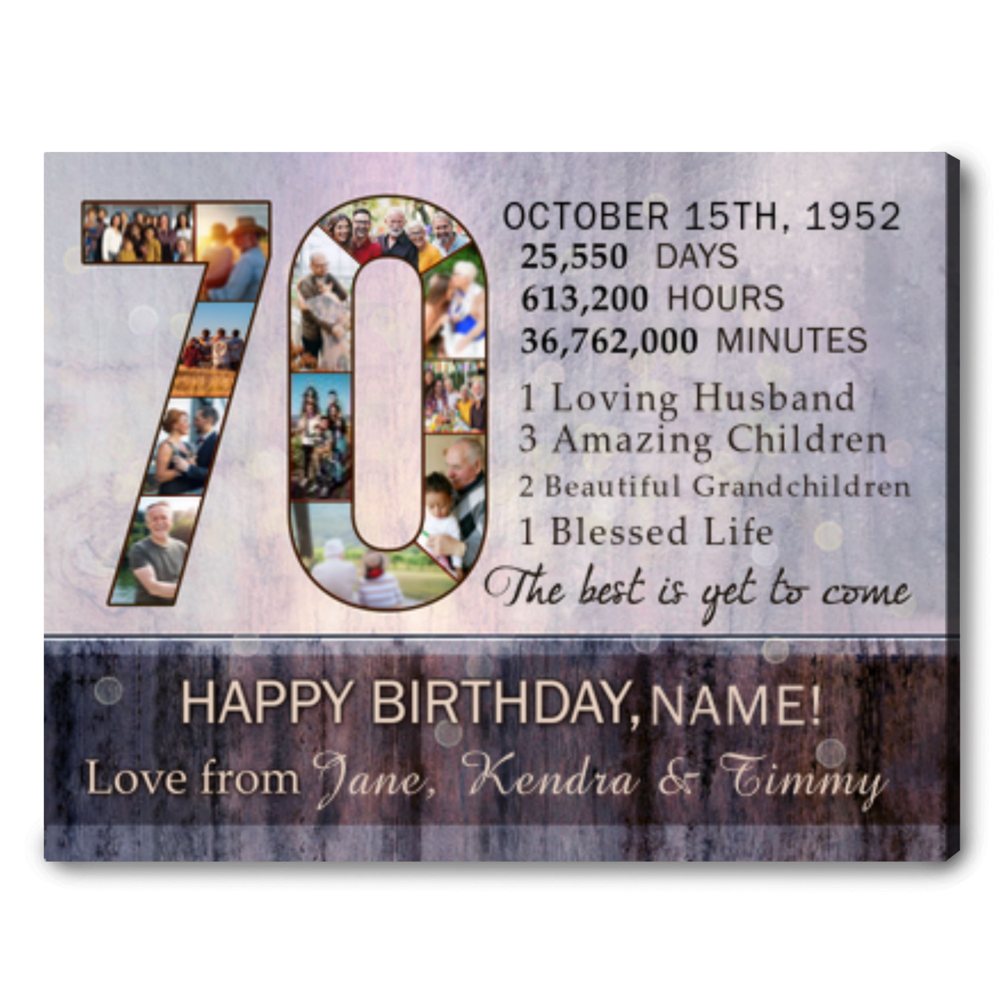 special 70th birthday gifts for men custom photo canvas collage