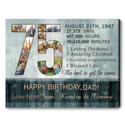 unique 75th birthday gift ideas for dad custom photo canvas collage