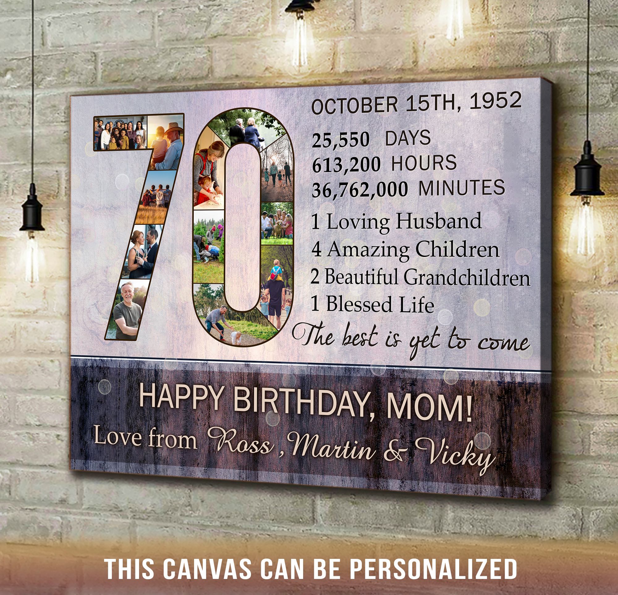 special 70th birthday gifts for men custom photo canvas collage 01