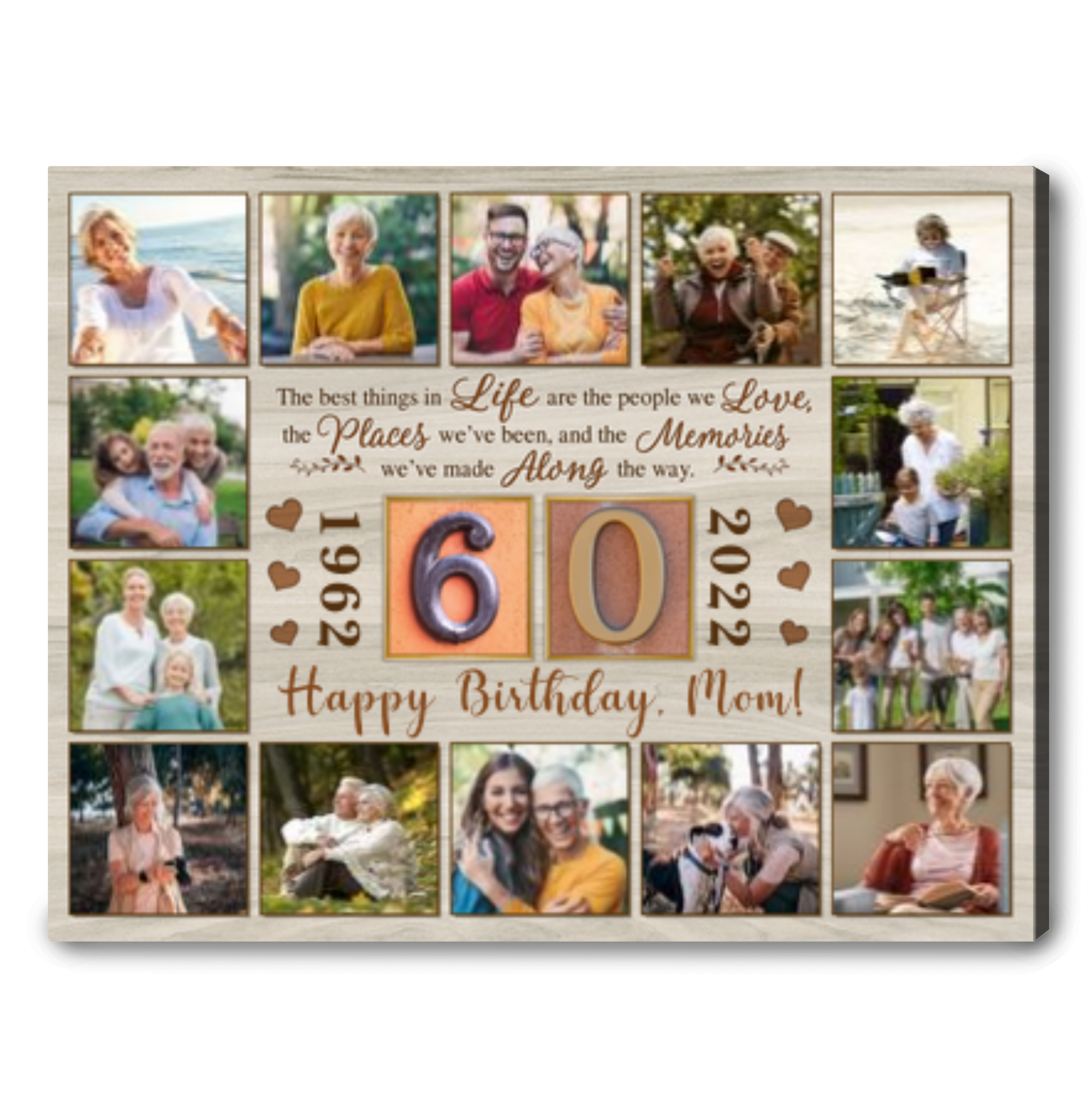 unique 60th birthday gifts for her photo collage print canvas