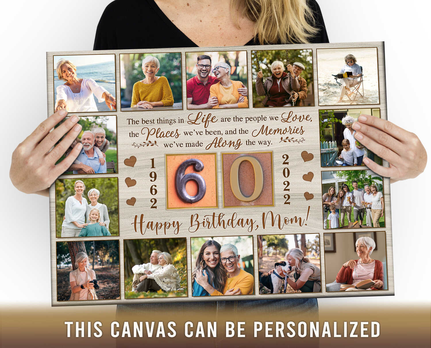 unique 60th birthday gifts for her photo collage print canvas 01