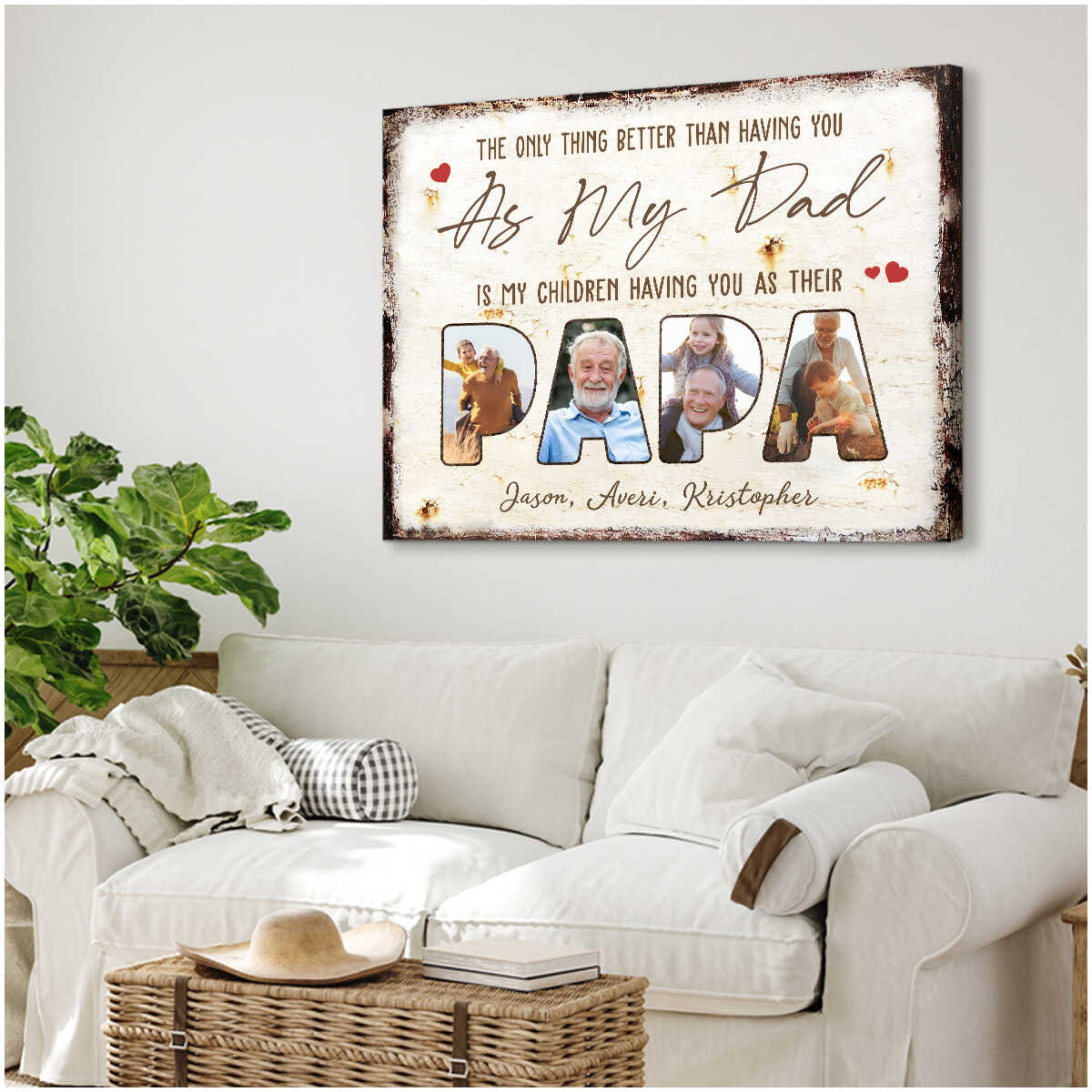 Custom Christmas Gift For Dad From Daughter New Grandpa Gift Canvas Print
