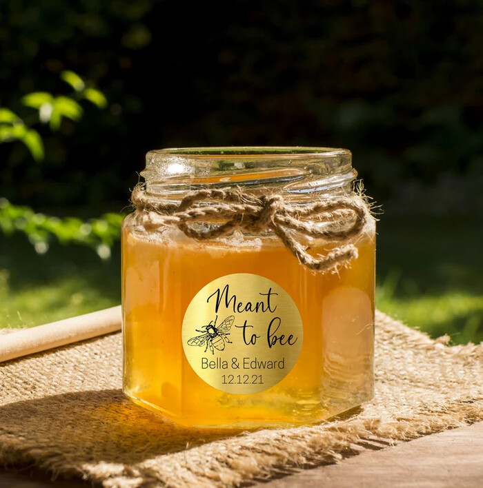 Personalized Honey Jars - sweet treats on bridal shower party