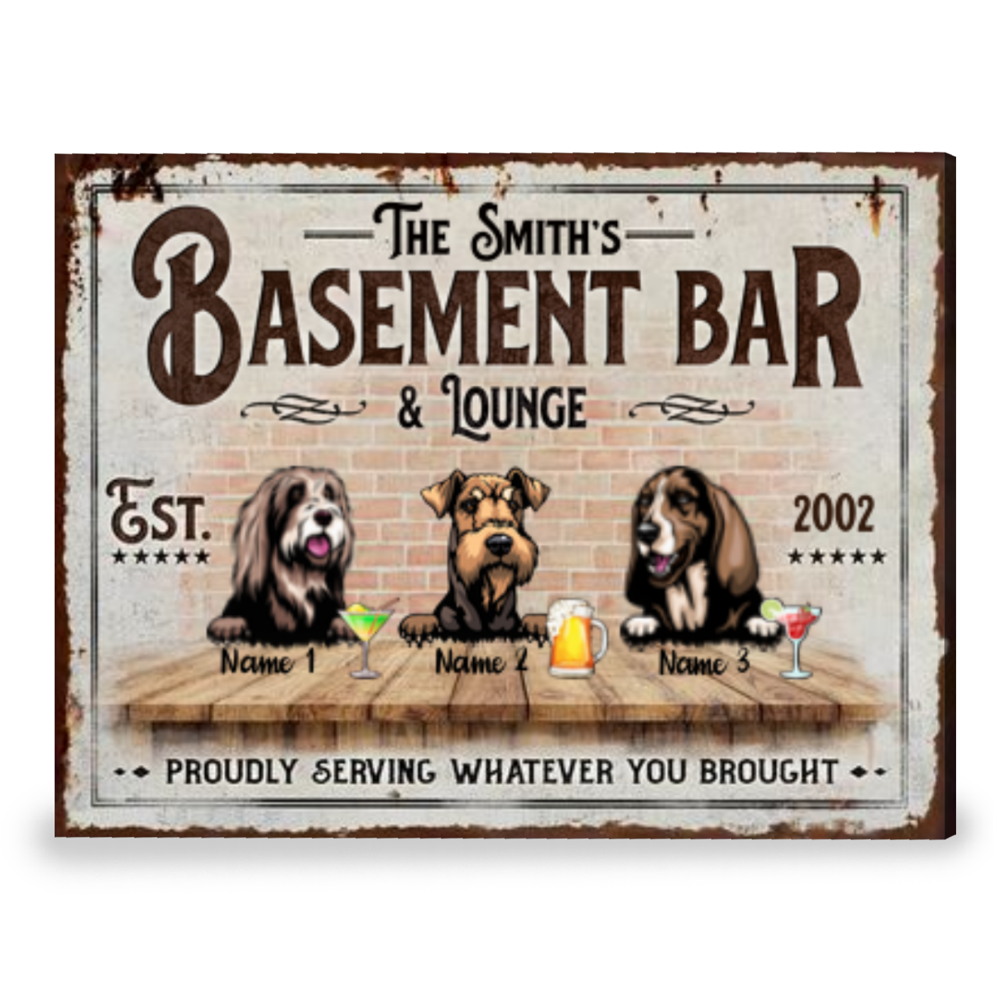 Custom Home Bar Sign Gift For Dog Lovers Funny Home Bar Decor Canvas ...