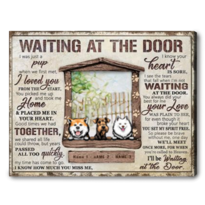 dog remembrance gift for dog owner waiting at the door custom canvas print 01