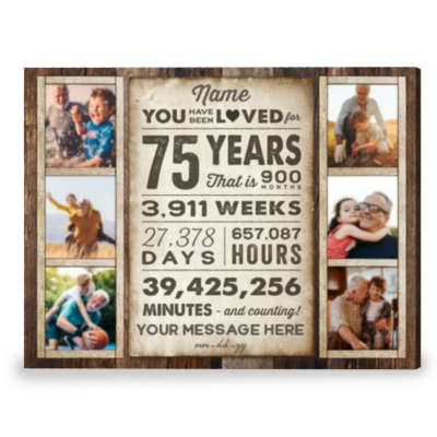 Personalized Gift For 75th Birthday Seventy-five Birthday Gift Canvas Print