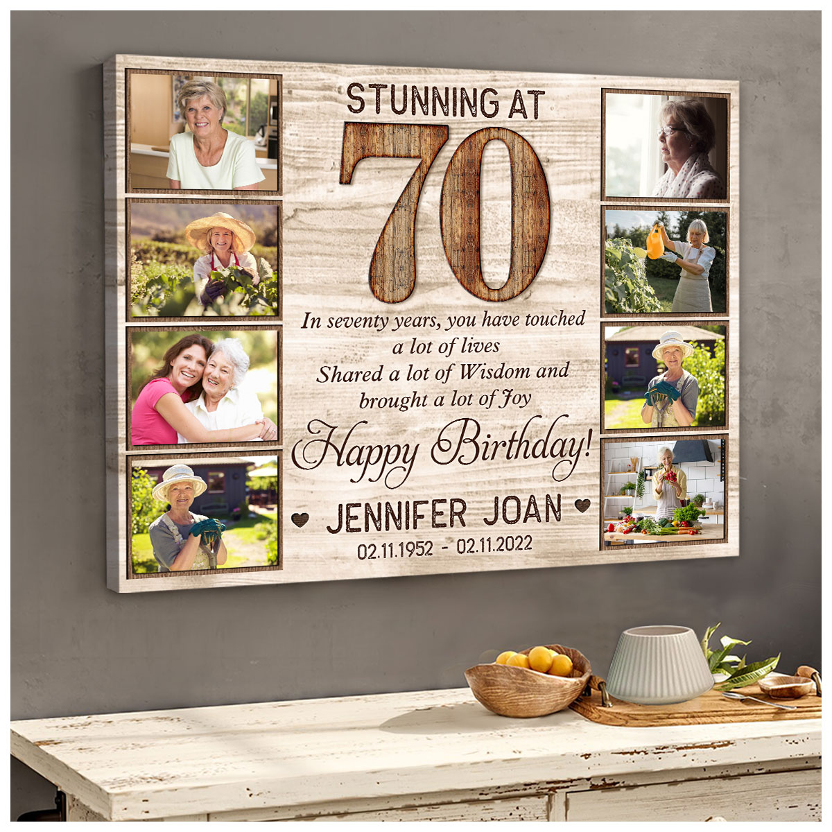 Personalised 70th Birthday Gifts for Her Photo Album UV-655