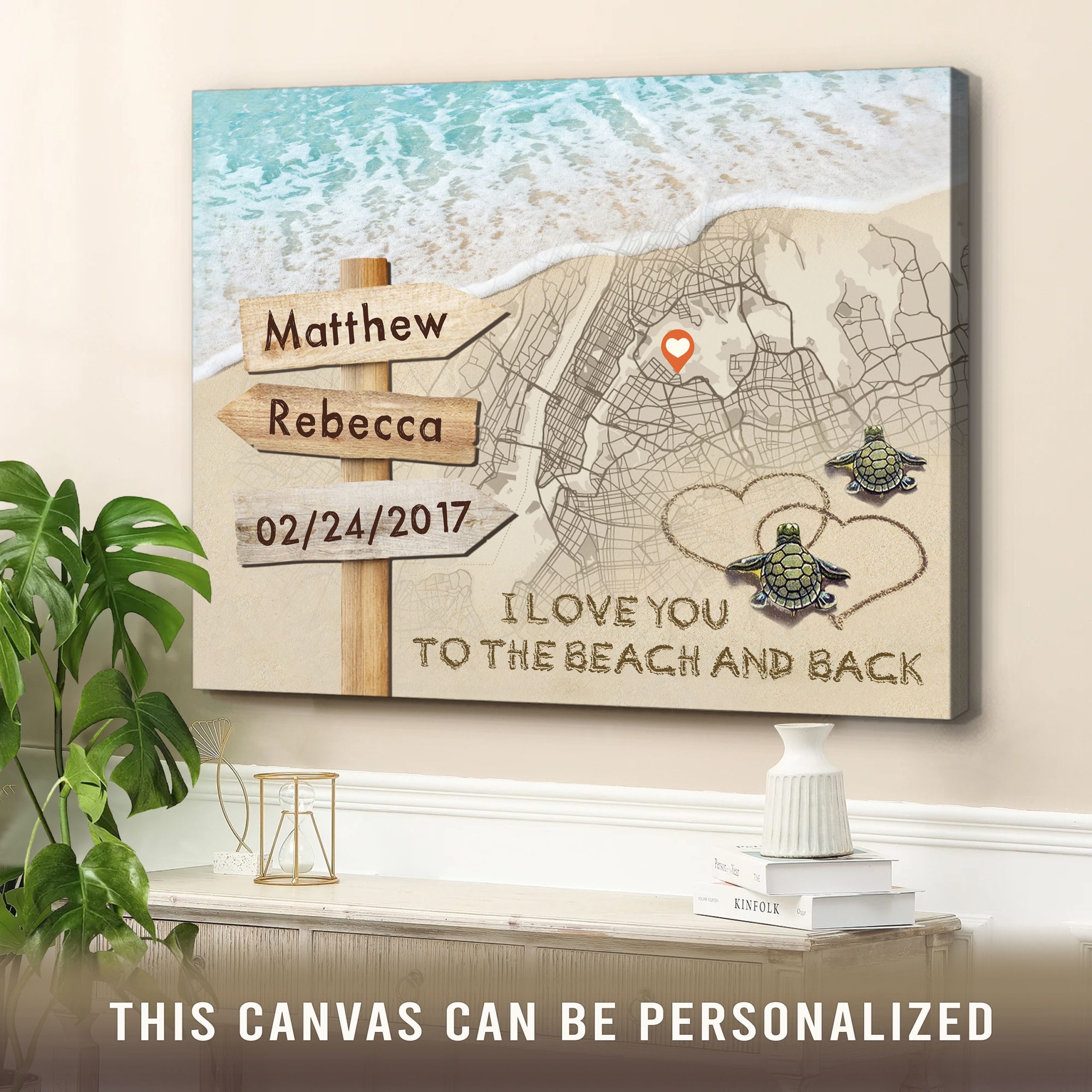 Personalized Our First Date Gift With Photo, 1st Anniversary Gift Ideas,  Present Map Location Canvas