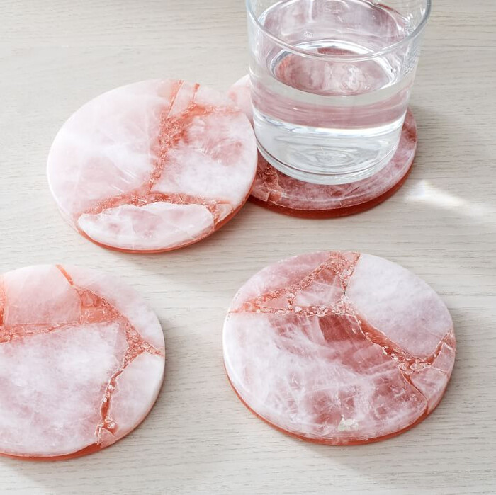 Rose Quartz Coasters - best wedding gifts for friends