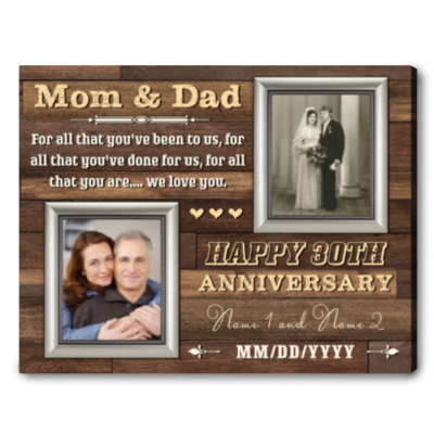 30 year wedding anniversary for parents unique gift for anniversary canvas wall art 01