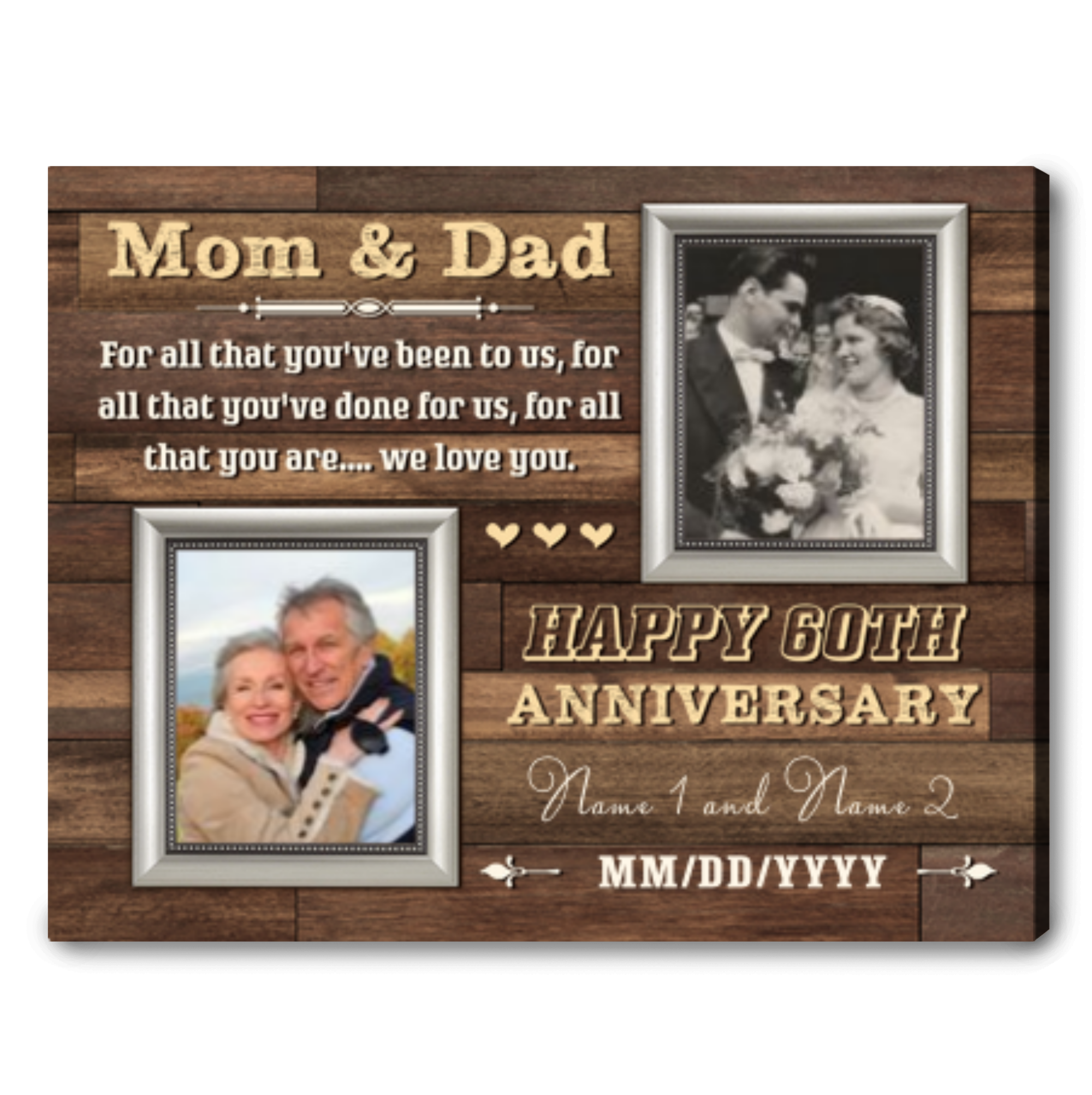 60th Wedding Anniversary Gifts for Couple for Parents 60 