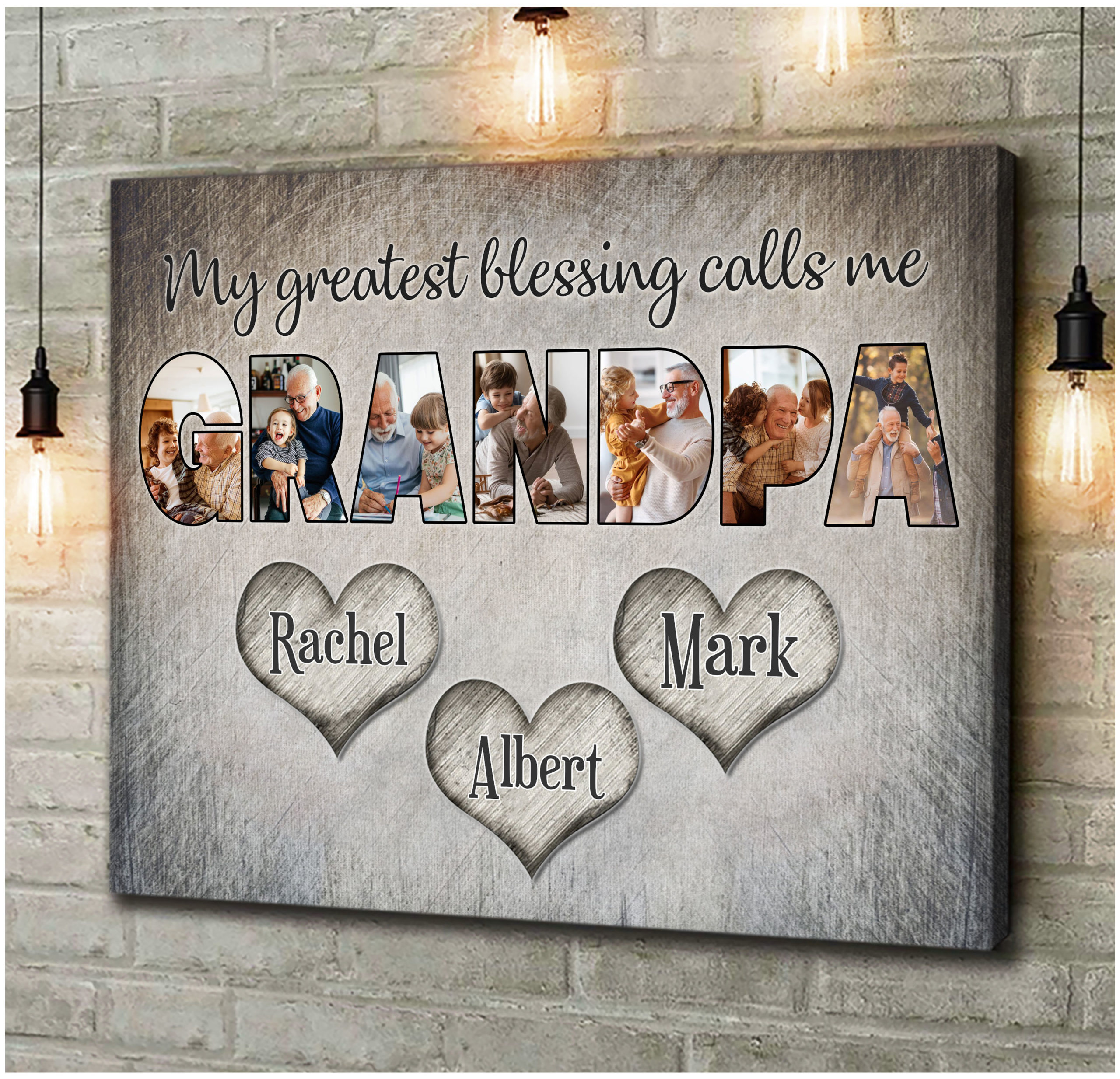 Great Gift For Grandpa On Christmas Personalized Grandfather Gift Canvas Print