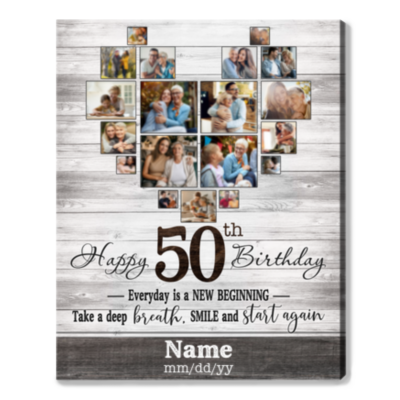 Customized Photo 50th Birthday Canvas 50th Gift Idea For Woman