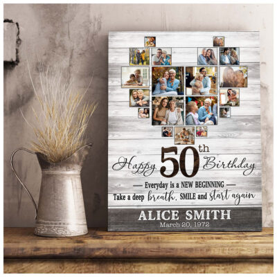 Customized Photo 50th Birthday Canvas 50th Gift Idea For Woman 01