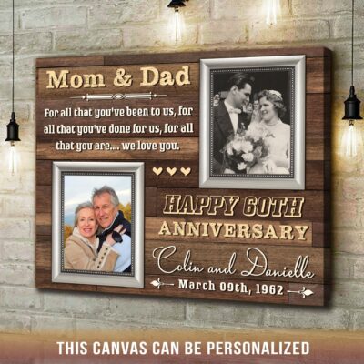 unique 60th wedding anniversary gift for parents personalized gift for parents canvas print 02