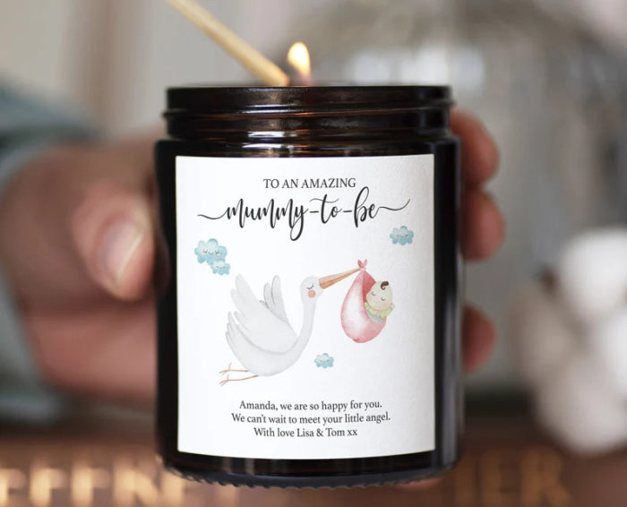 Customized Candle - pregnancy gifts for first time moms from husband