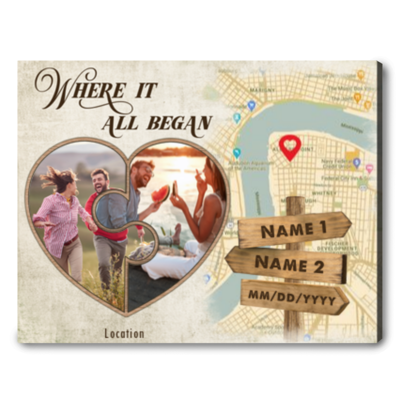 Custom Map Wall Art First Meeting Street Photo Where It All Began