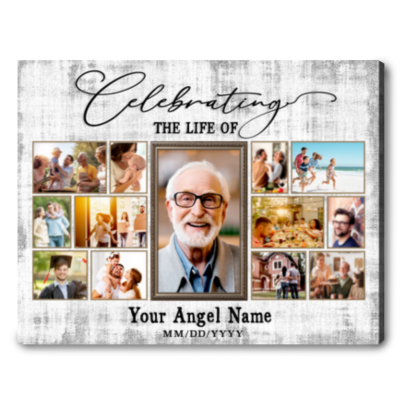funeral memory sign photo collage celebration of life canvas print 01