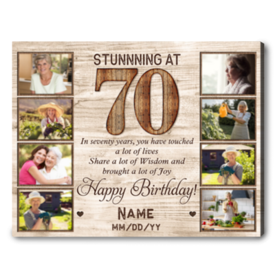 Customized Photo 70th Birthday Canvas Gift Idea For 70th Birthday