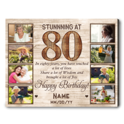 Customized Photo 80th Birthday Canvas Gift Idea For 80th Birthday