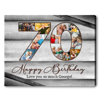 thoughtful 70th birthday gift ideas for mom and dad customized photo collage canvas print 01