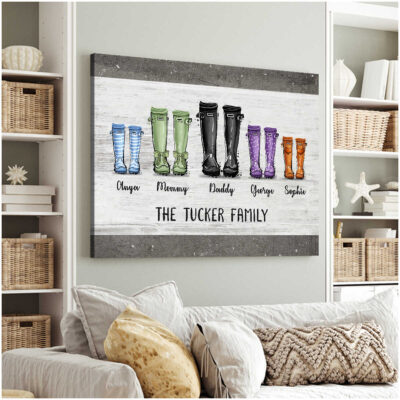 Personalized Names Print Cute Family Wall Art Gift For A Family Canvas Print