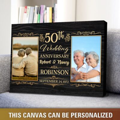 thoughful 50th wedding anniversary gift for parents personalized couple photo canvas 04