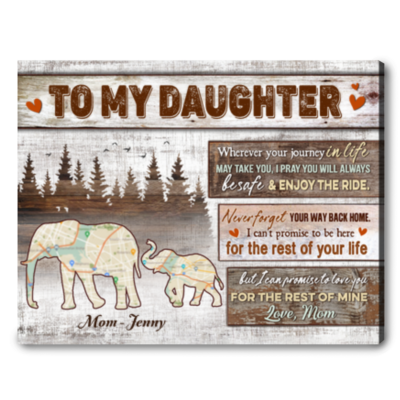 daughter gift from mom at christmas customized map canvas print 01
