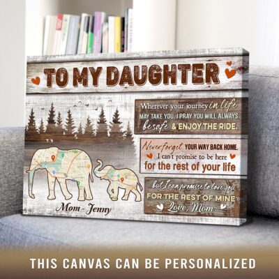 daughter gift from mom at christmas customized map canvas print 02