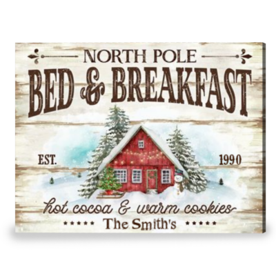 Customized Christmas Wall Hanging Bed and Breakfast Christmas Art Canvas Print