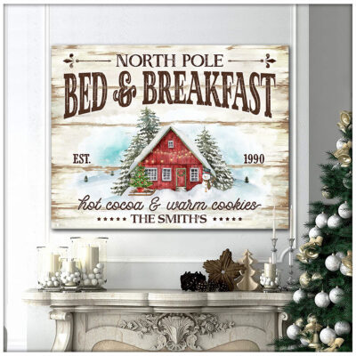 Customized Christmas Wall Hanging Bed and Breakfast Christmas Art Canvas Print
