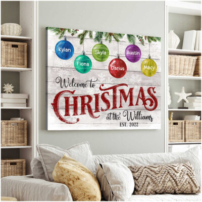 Customized Names Sign Christmas Gift For A Family Christmas Wall Art Canvas