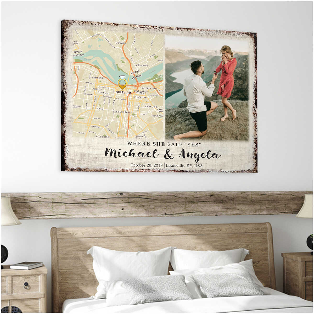 Personalized Engagement Gift Unique Gift Couple Custom Map Print Canvas -  Oh Canvas