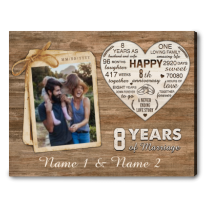 8th wedding anniversary gift for couple personalized couple wedding anniversary gift idea 01
