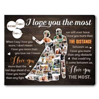 wedding gift idea for bride and groom couple photo collage canvas print 01